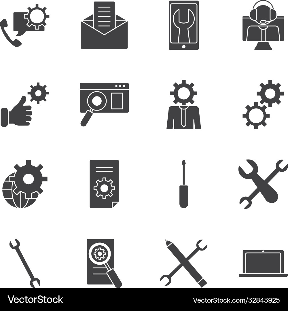 Laptop computer and technical service icon set Laptop computer and technical service icon set vector image