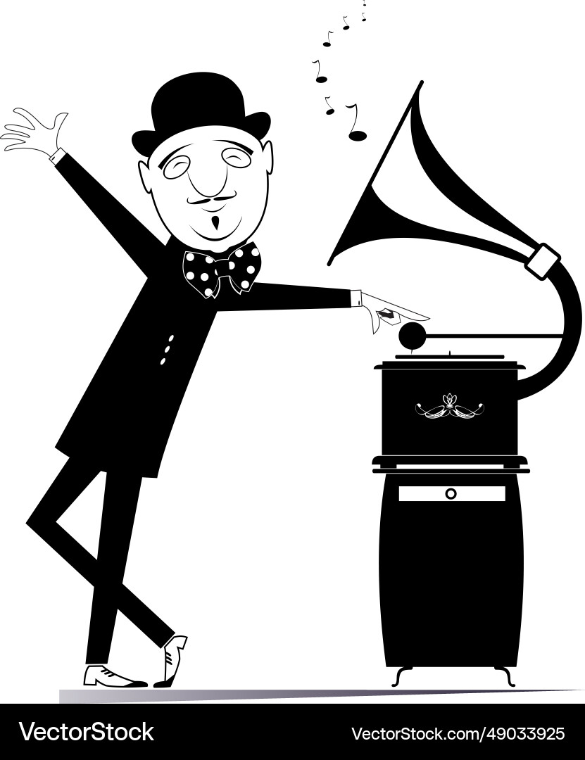 Man and retro record player Man and retro record player vector image