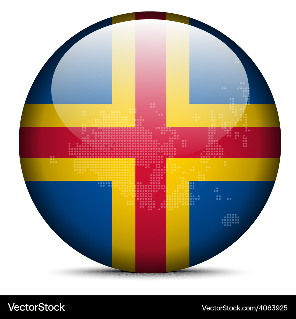 Map on flag button of autonomous state aaland vector image