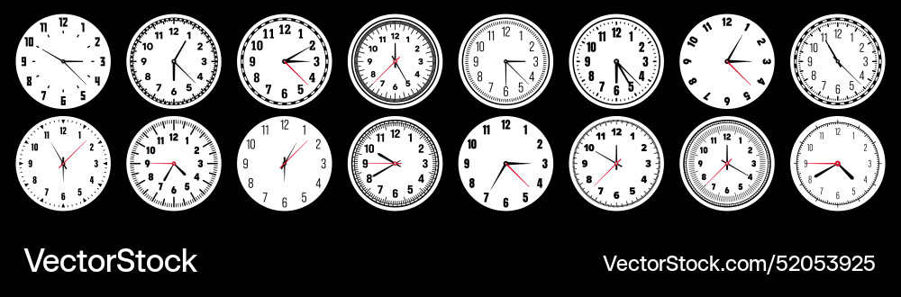 Mechanische Uhr Gesichter mit Händen Lünette Uhr Mechanische Uhr Gesichter mit Händen Lünette Uhr vektorbild