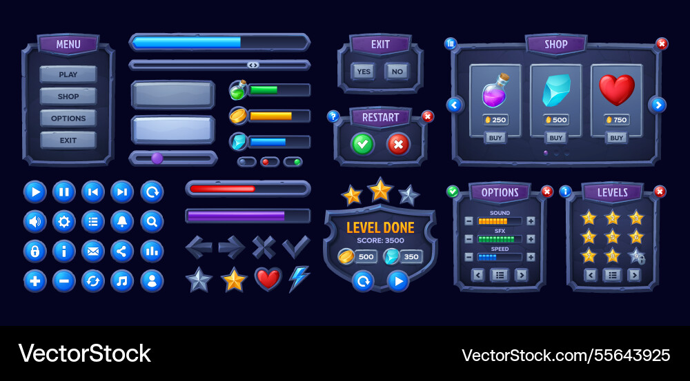 Medieval Stone Game UI vector image