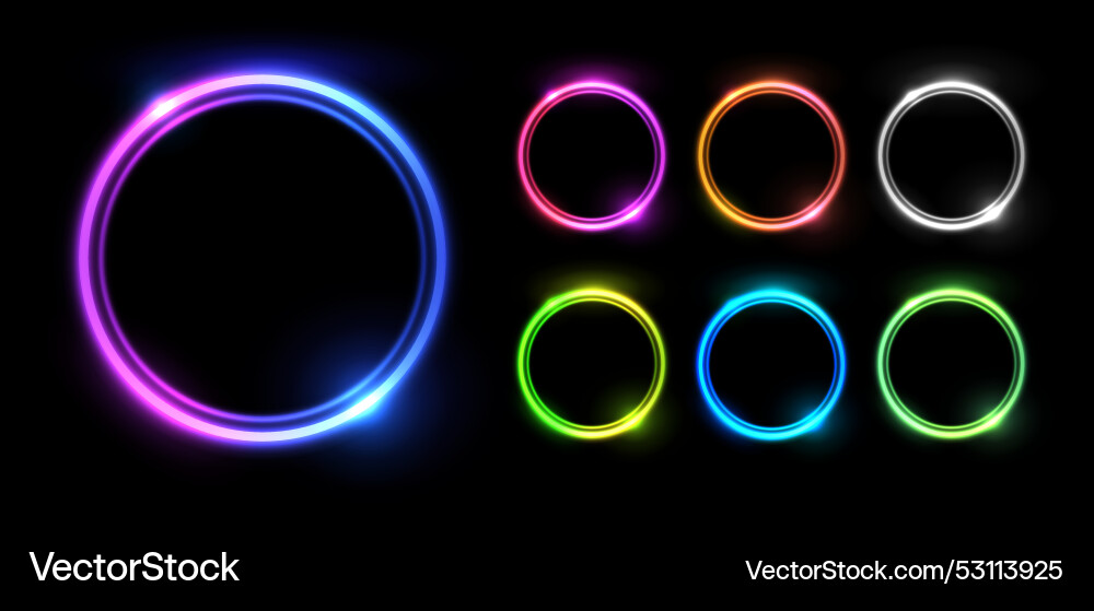 Neon gradient line circle frame glow round border vector image