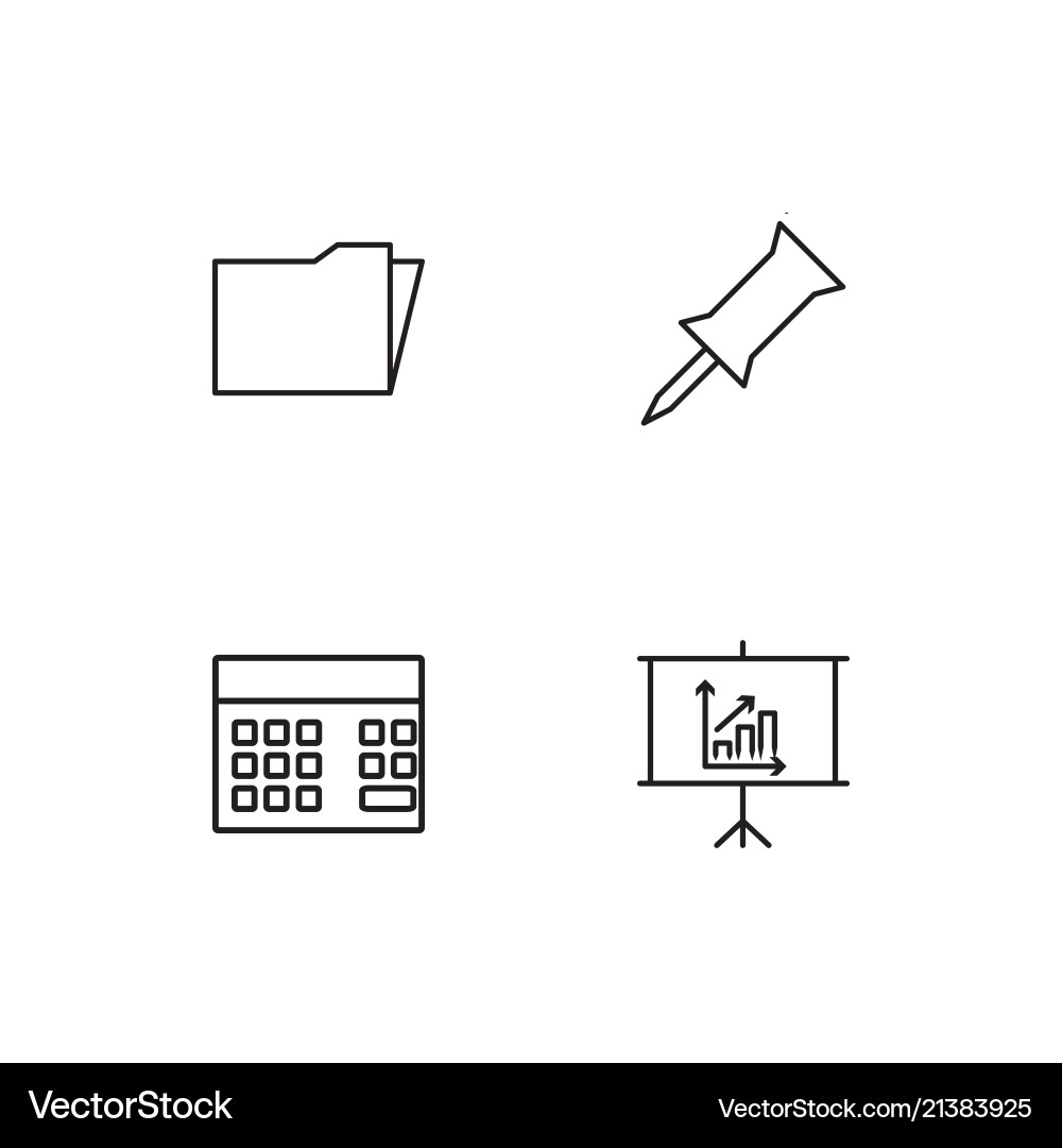 Office linear icons set simple outline vector image