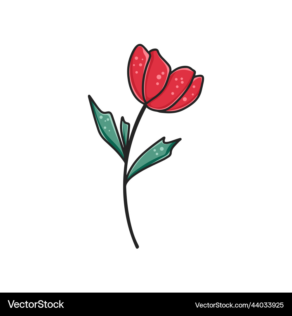 Red single beautiful flower clipart Vector Image