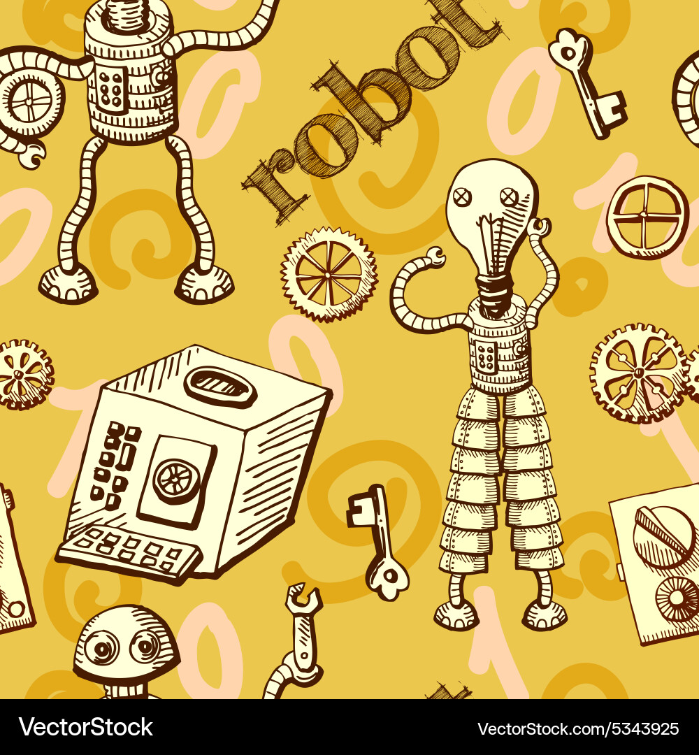 Robots seamless pattern vector image