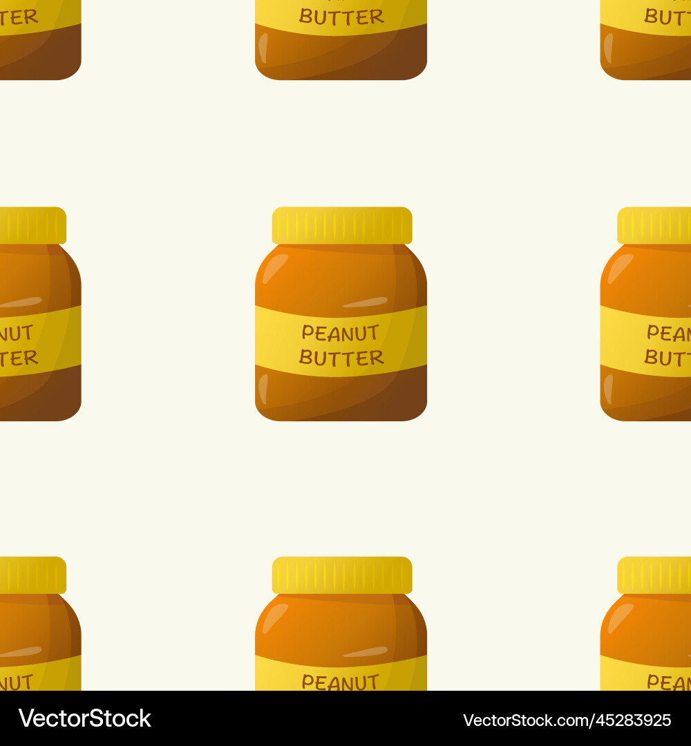 Seamless pattern with peanut butter jar on light Vector Image