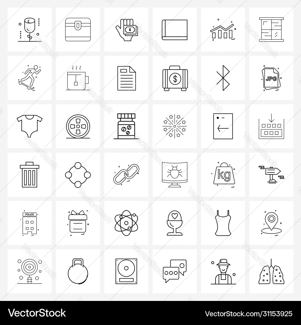 Set 36 simple line icons notepad courses Vector Image