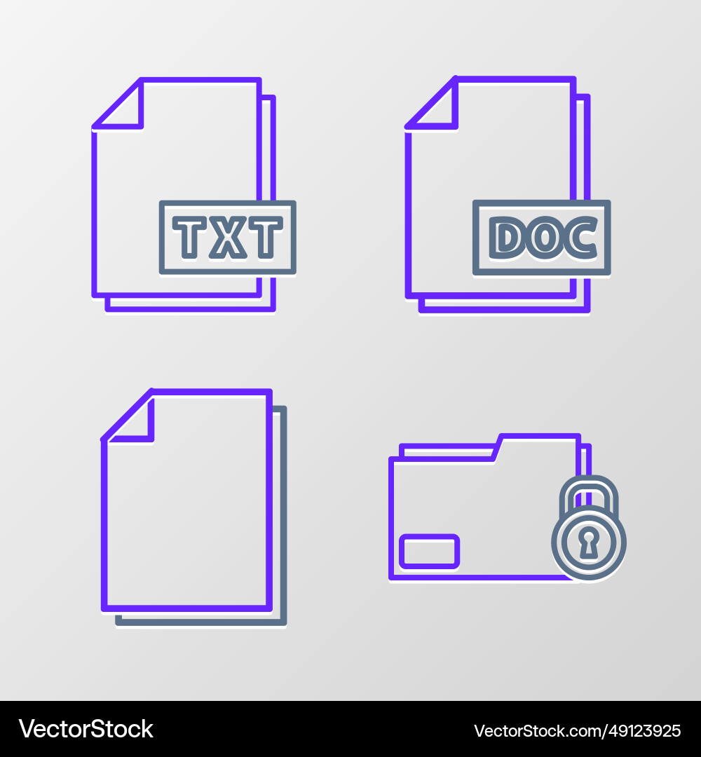 Set line folder and lock document doc file Set line folder and lock document doc file vector image