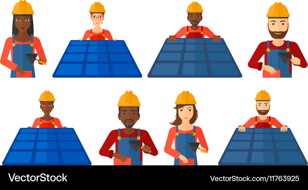 Set of constructors and builders characters vector image