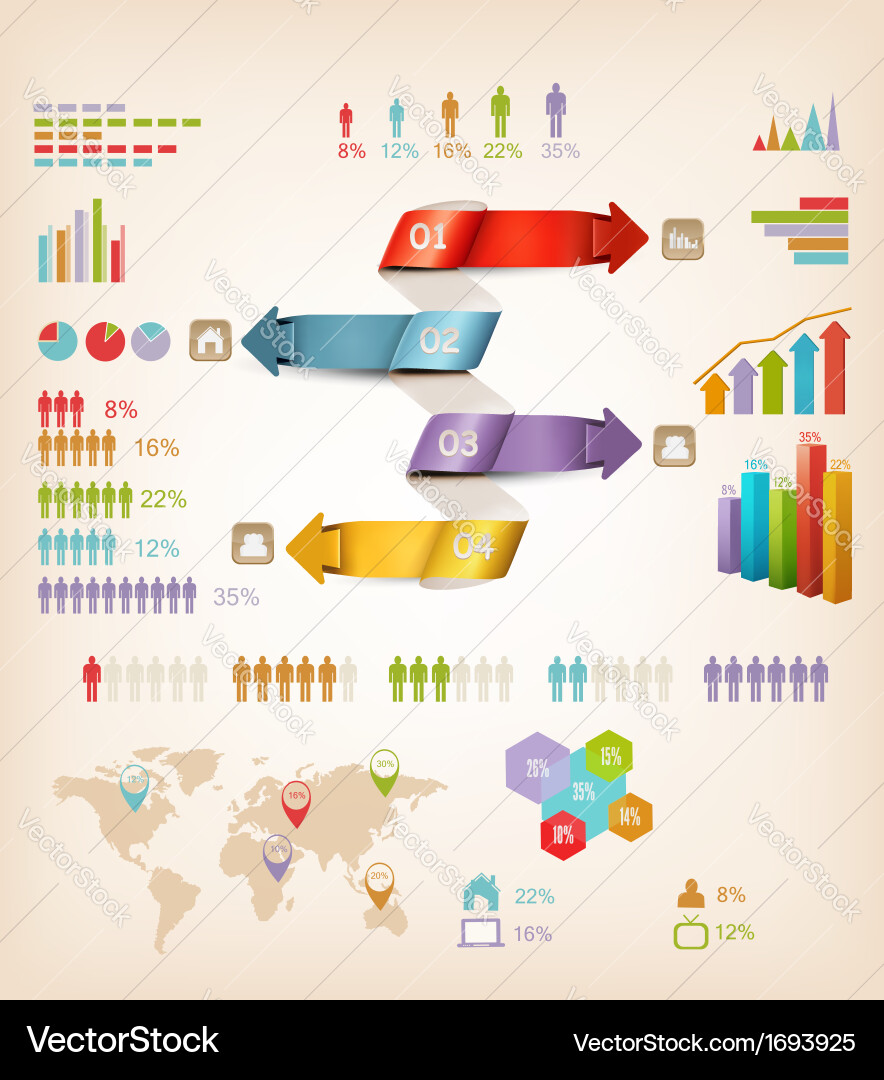 Set of info graphics elements vector image