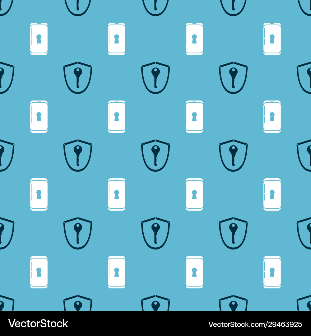 Set shield with key and smartphone lock Set shield with key and smartphone lock vector image