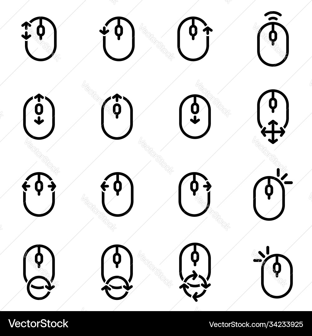 Set simple icons on a theme computer mouse Set simple icons on a theme computer mouse vector image