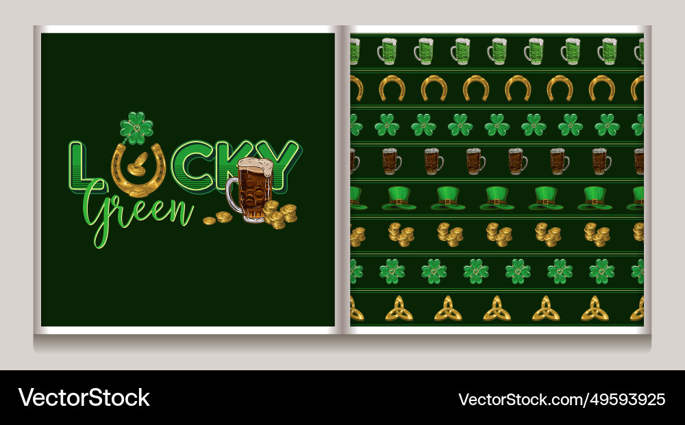 St patricks day pattern label with holiday objects St patricks day pattern label with holiday objects Vector Image
