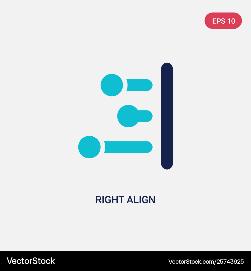 Two color right align icon from geometry concept vector image