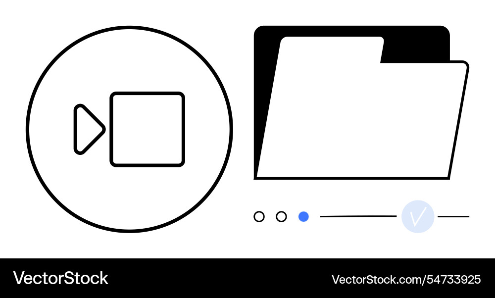 Video file icon next to folder with loading Video file icon next to folder with loading vector image