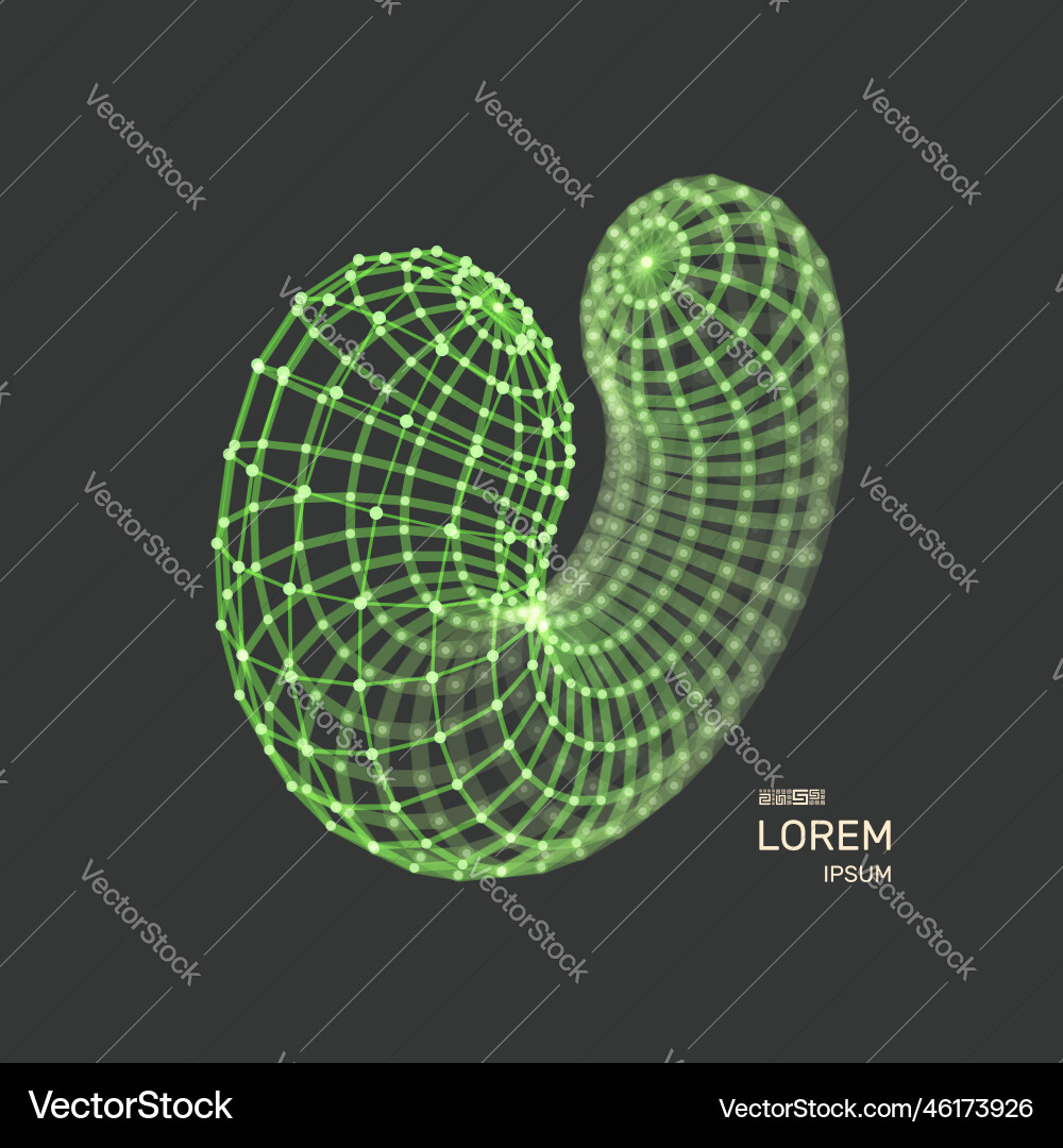3d wireframe object with connected lines and dots 3d wireframe object with connected lines and dots vector image