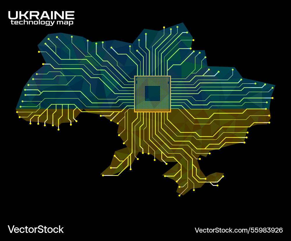 Abstract ukraine map with cpu circuit board Abstract ukraine map with cpu circuit board vector image