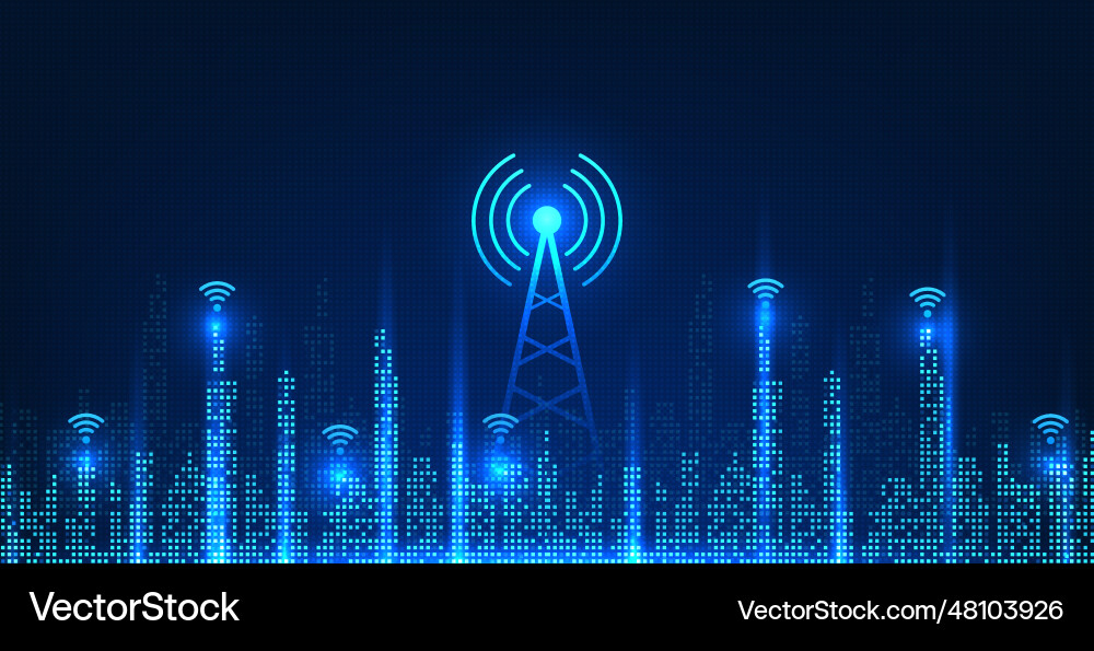 Cellular technology located on the smart city Cellular technology located on the smart city vector image