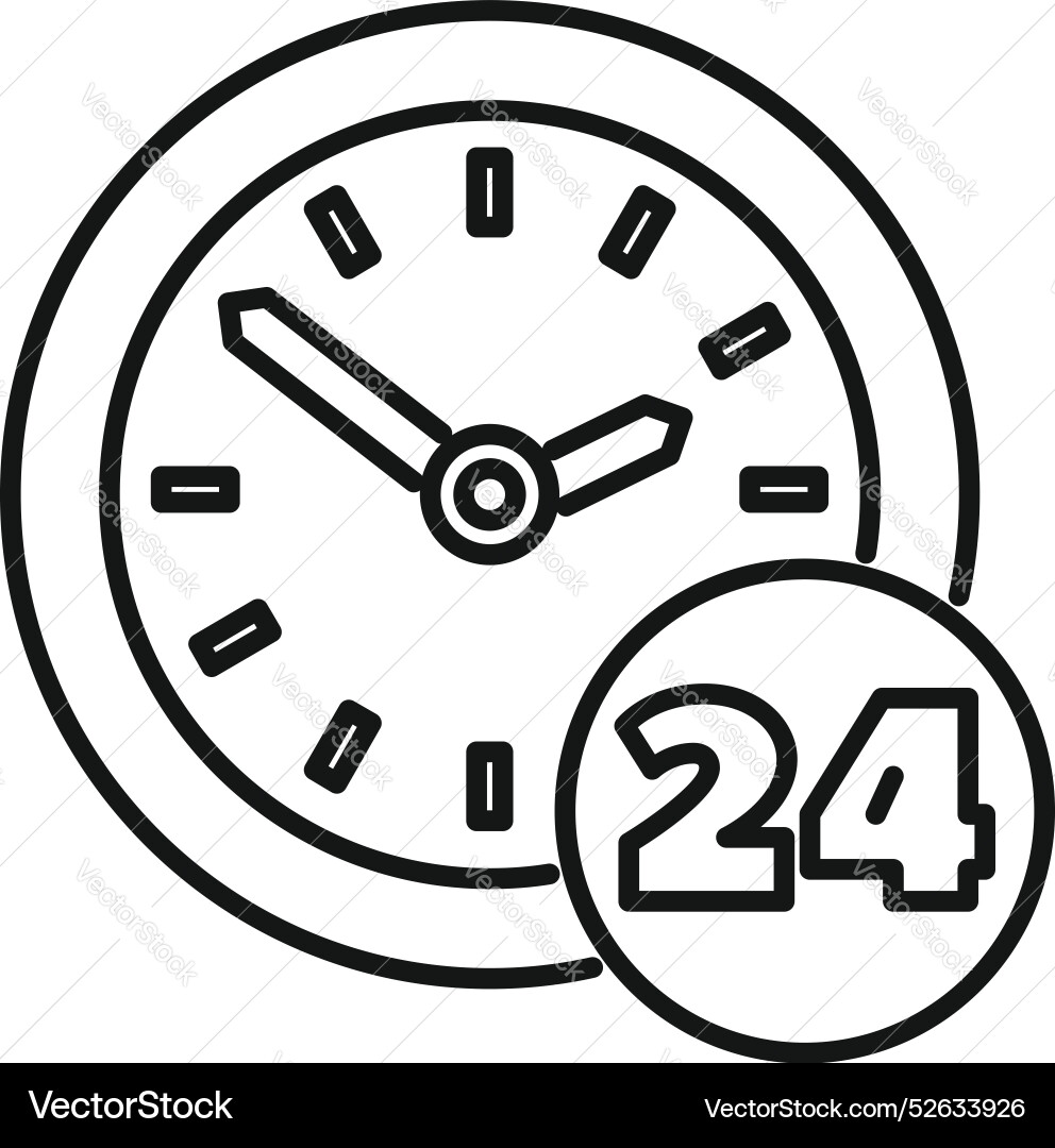 Clock showing twenty four hours open concept Clock showing twenty four hours open concept vector image