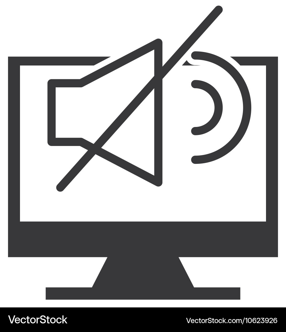 Computer mit Knopf-Audiomenü überwachen vektorbild