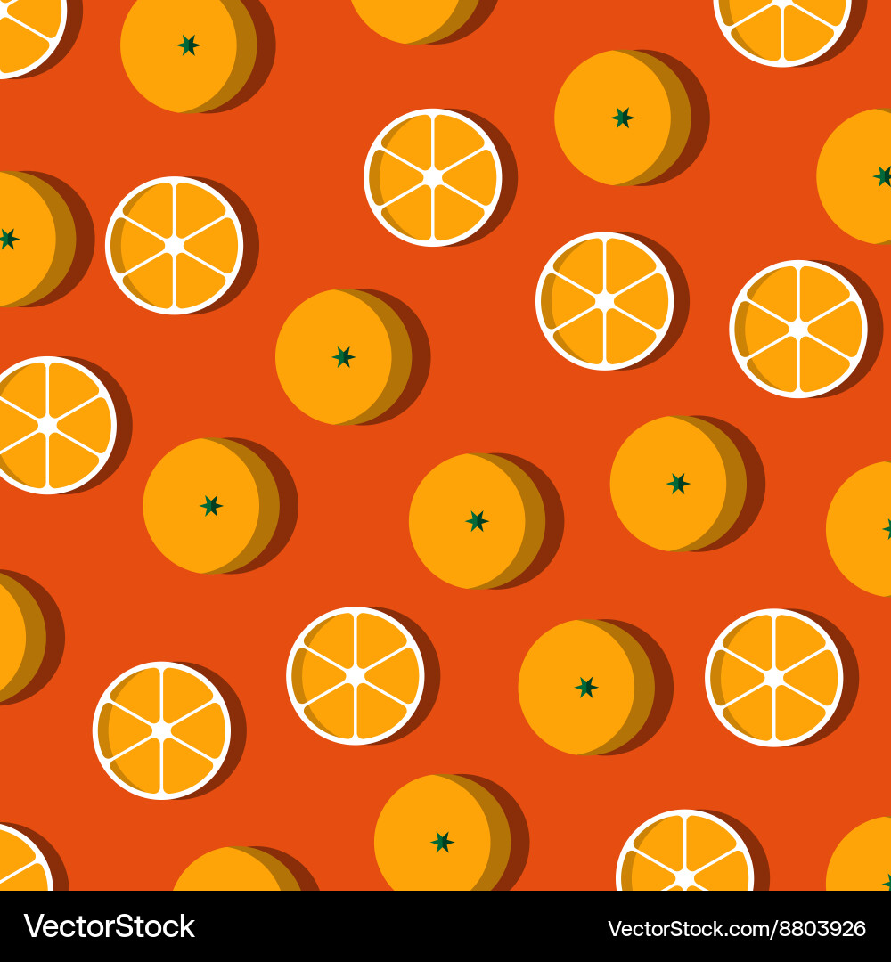 Cut oranges on table pattern vector image