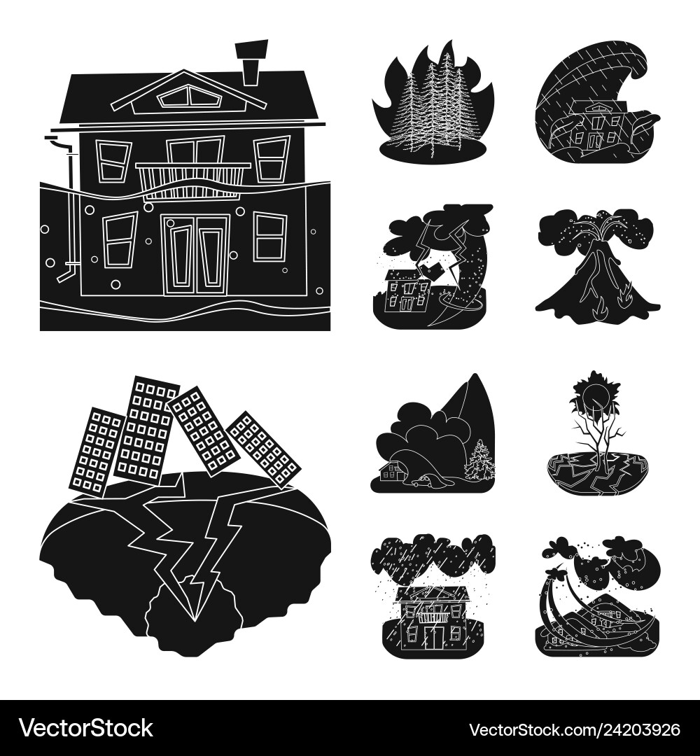 Design of calamity and crash icon set Design of calamity and crash icon set vector image