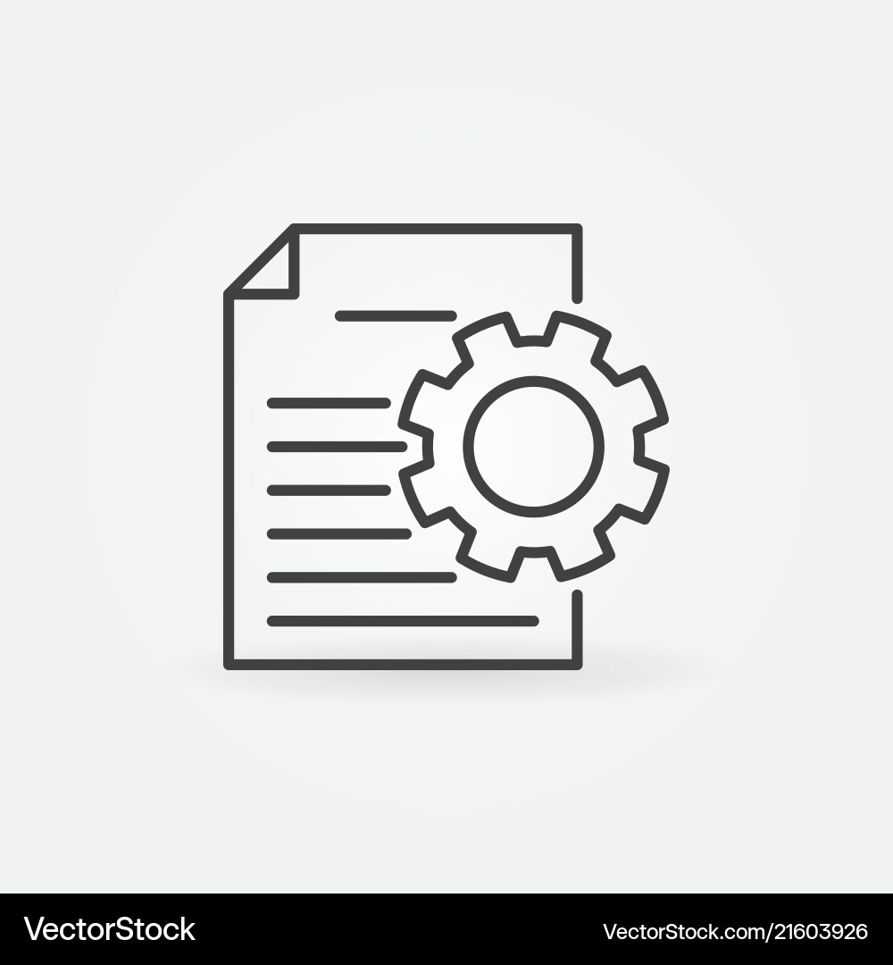 Document with cog outline icon Document with cog outline icon vector image