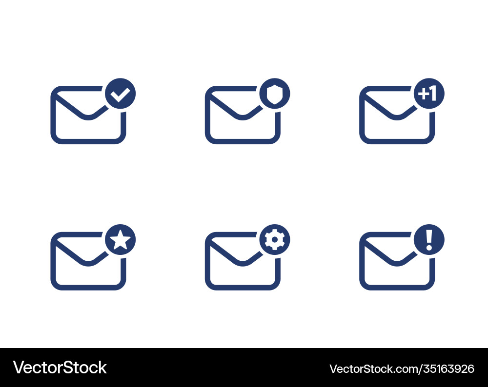 Email inbox mail icons on white set vector image