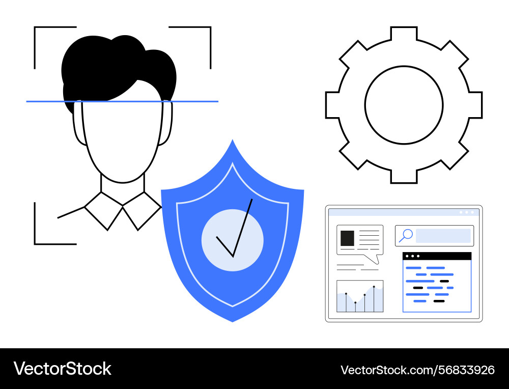 Facial recognition data security and workflow Facial recognition data security and workflow vector image