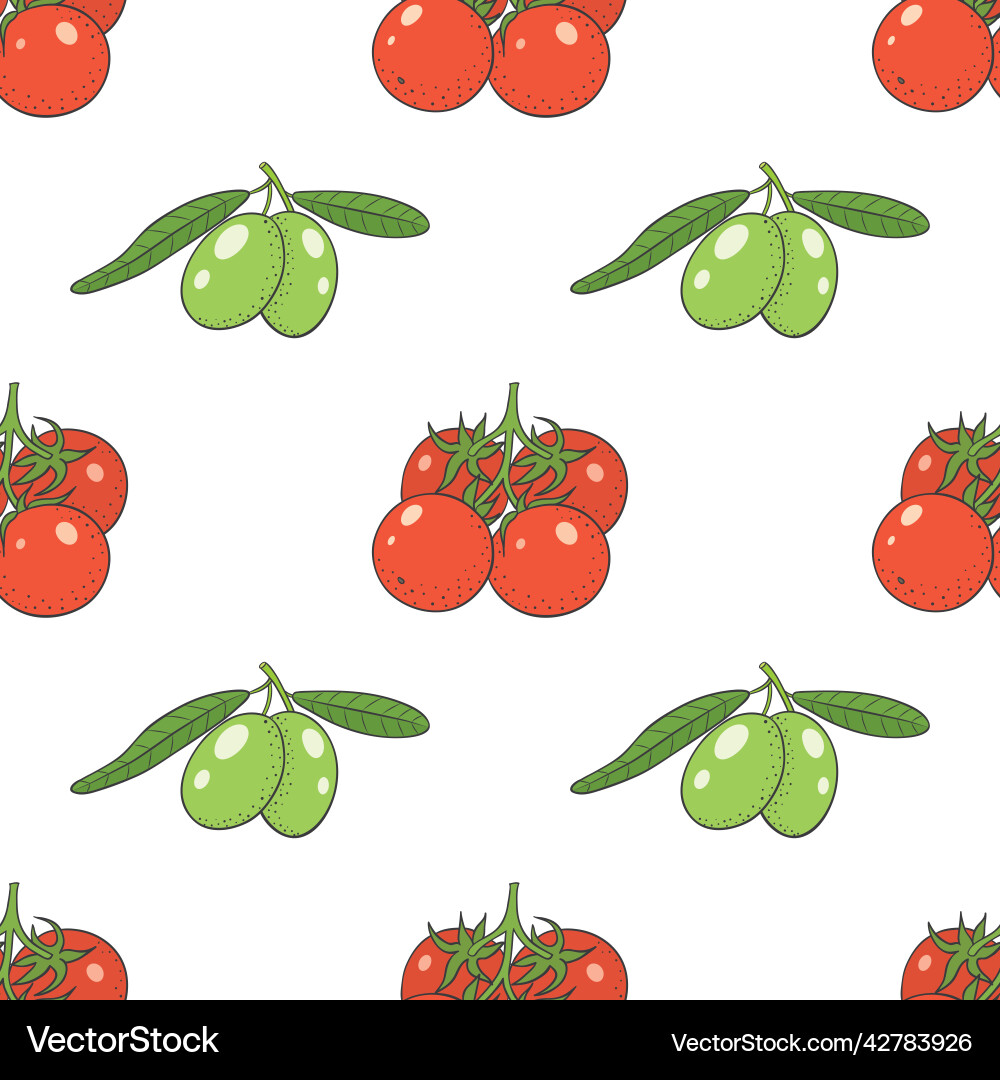 Graphic seamless pattern with red tomatoes Vector Image