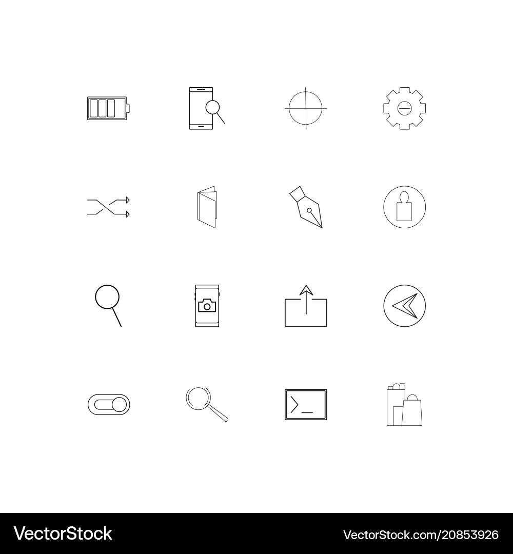 Interface linear thin icons set outlined simple vector image