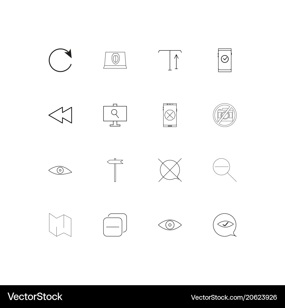 Interface simple linear icons set outlined vector image