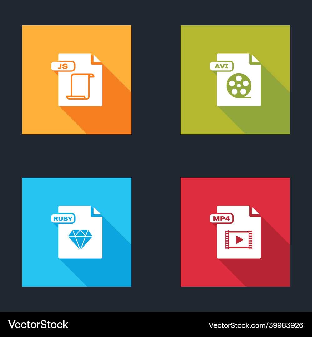 Legen Sie js Datei Dokument avi ruby und mp4 Symbol Legen Sie js Datei Dokument avi ruby und mp4 Symbol vektorbild