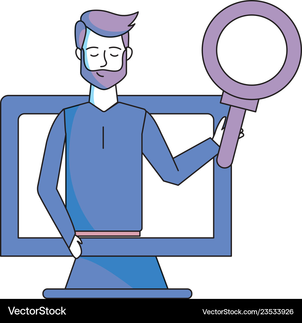 Man with computer Man with computer Vector Image