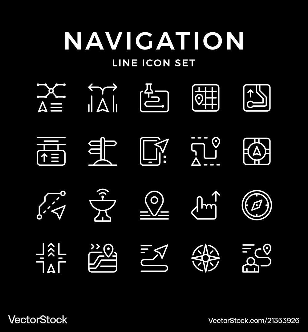 Navigation Line Icons Set vector image