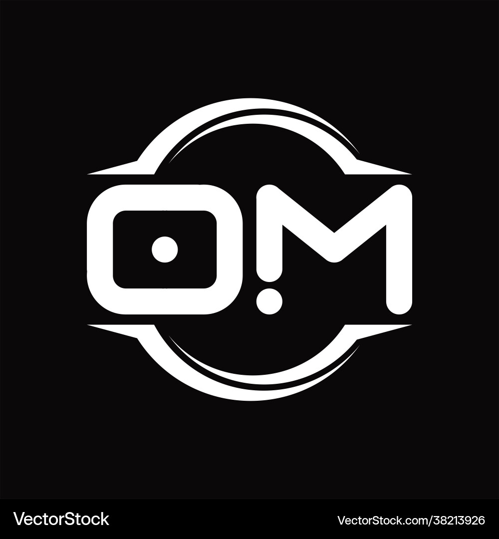 Om logo monogram with circle rounded slice shape Om logo monogram with circle rounded slice shape Vector Image