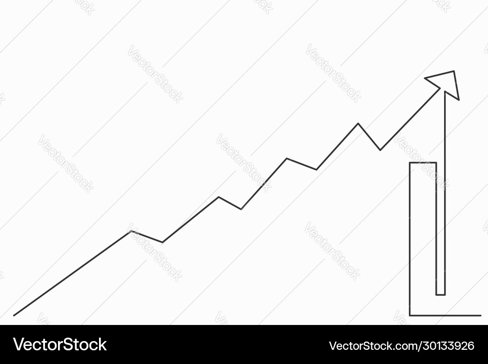 One continuous line drawing graph icon Vector Image
