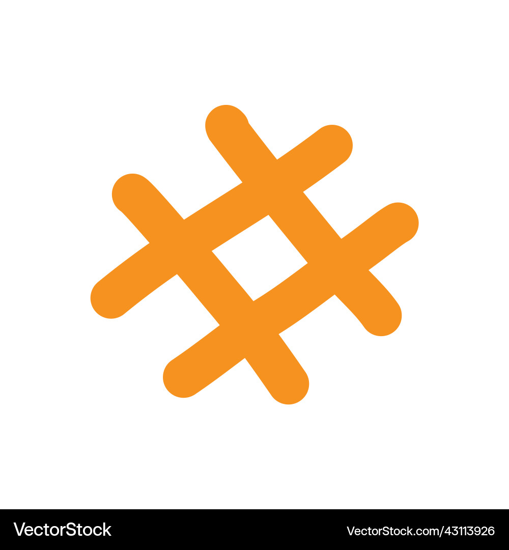 Orange Hash Tag Zeichen Markierung Symbol auf weißem Hintergrund Vektorbild