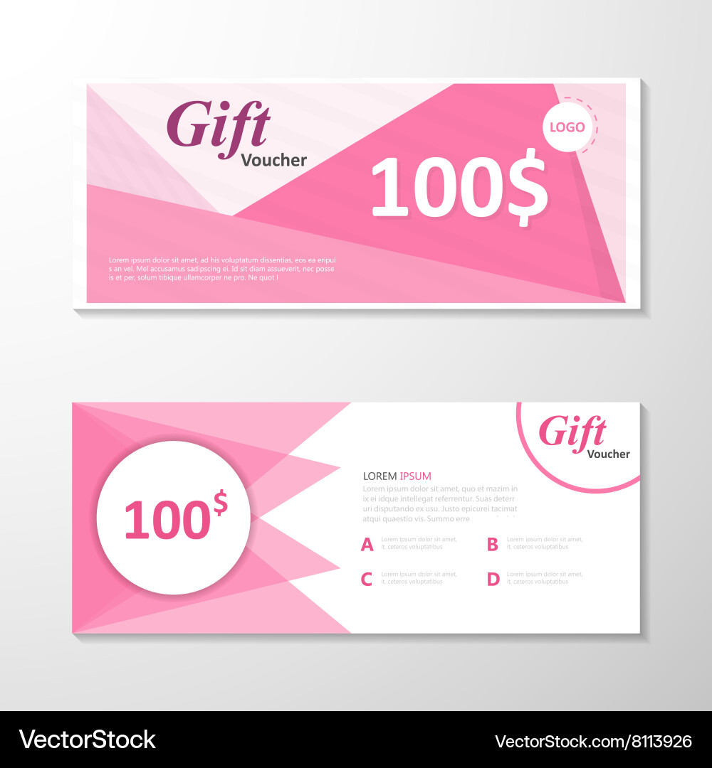 Pink gift voucher template layout design set Vector Image