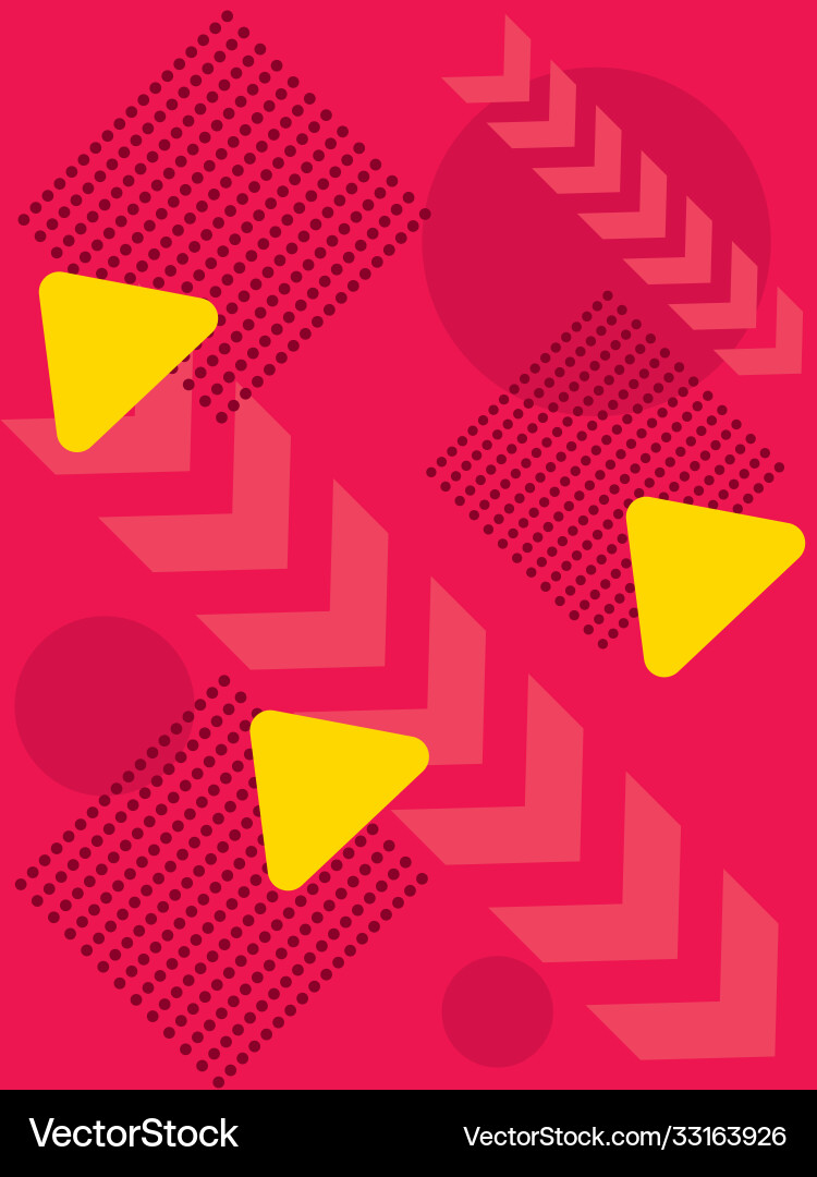 Red background with yellow triangles colorful Red background with yellow triangles colorful vector image