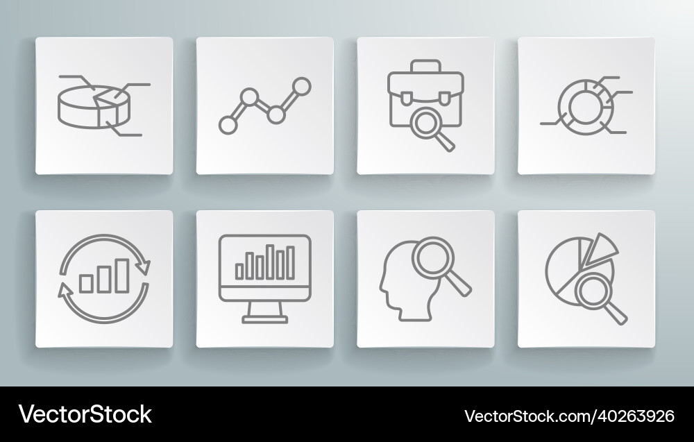 Set line graph chart infographic monitor Vector Image
