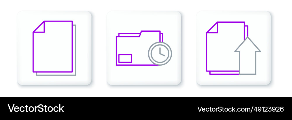 Set line upload file document and folder Set line upload file document and folder vector image