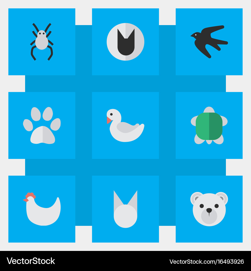 Set of simple zoo icons vector image