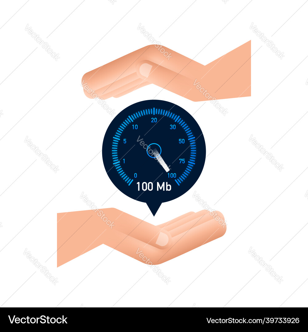 Set speed test in hands speedometer internet vector image
