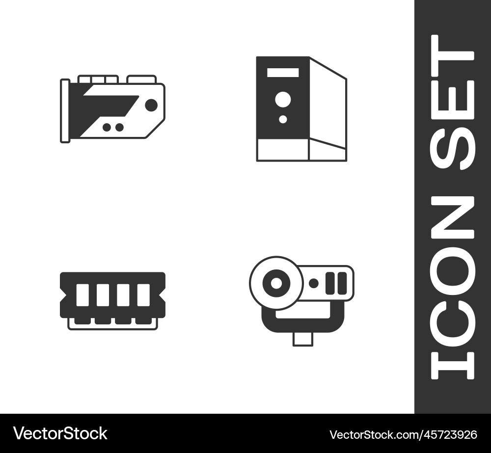 Set web camera video graphic card ram random Set web camera video graphic card ram random Vector Image