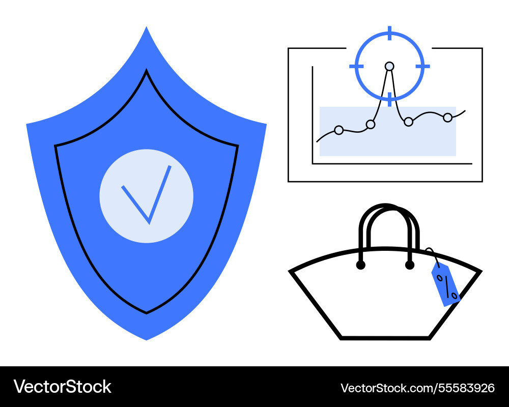 Shield for protection data analytics chart Shield for protection data analytics chart vector image