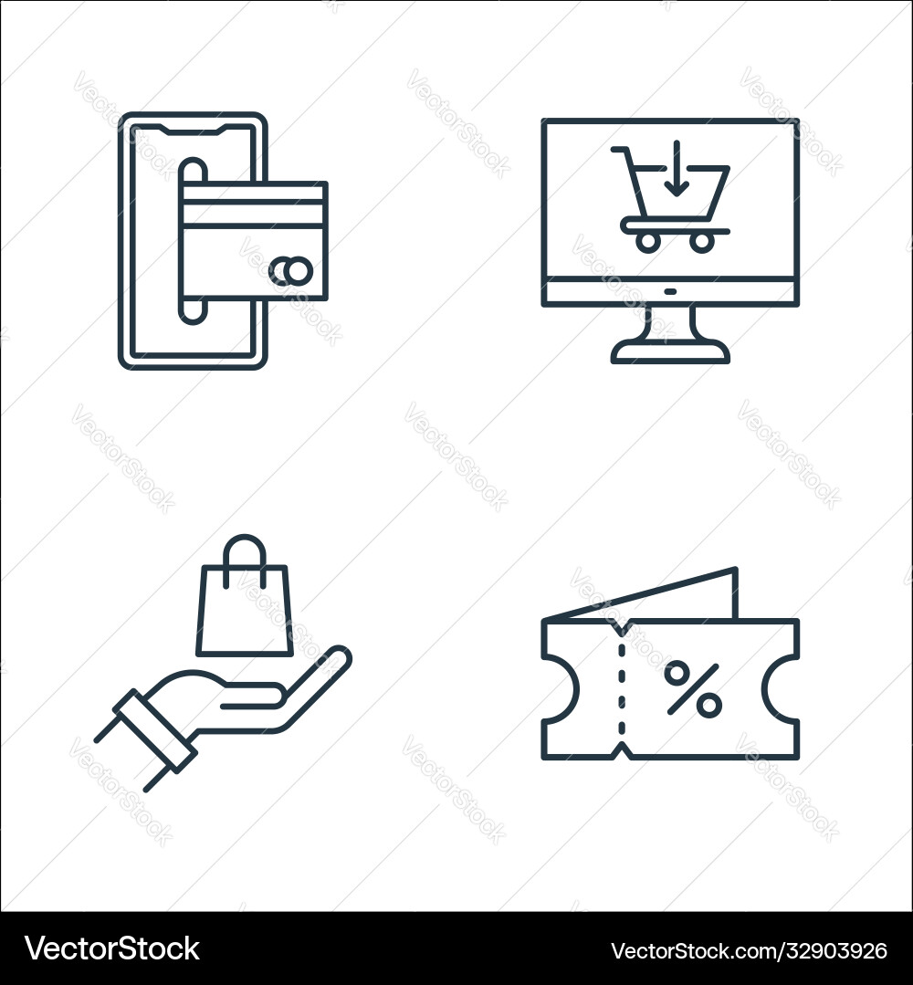 Shopping ecommerce line icons linear set quality Shopping ecommerce line icons linear set quality vector image