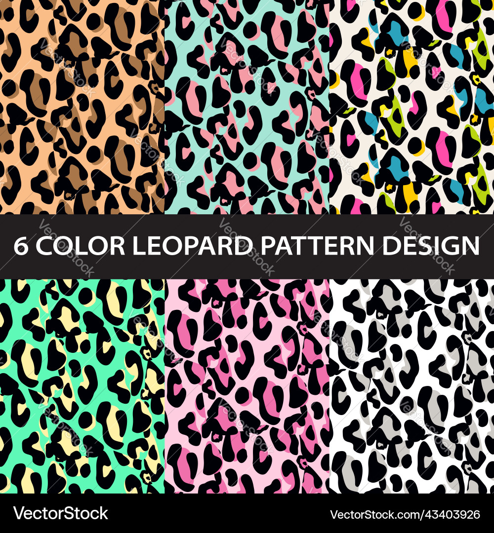 Six color leopard print pattern collection Six color leopard print pattern collection Vector Image