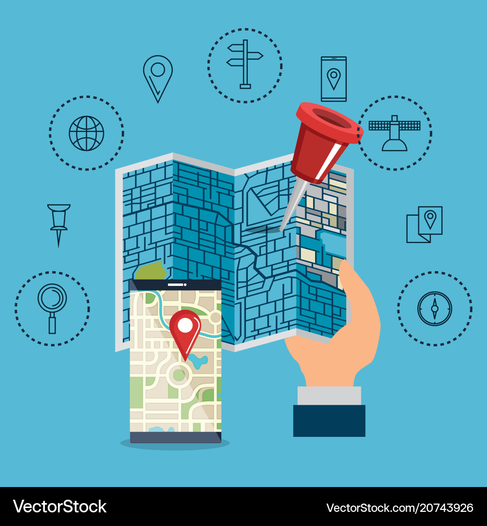 Smartphone with gps navigation app Smartphone with gps navigation app vector image