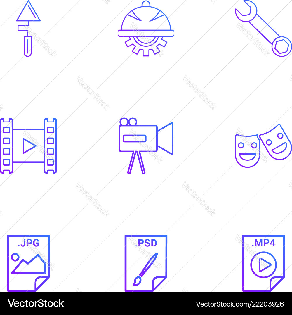 Spade gear wrench video camcoder smiley Vector Image